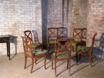 Set of Six Small 19th century Charles X Side Chairs