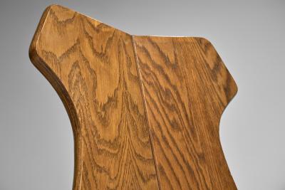 Set of Six Solid Oak Brutalist Dining Chairs Europe 1950s