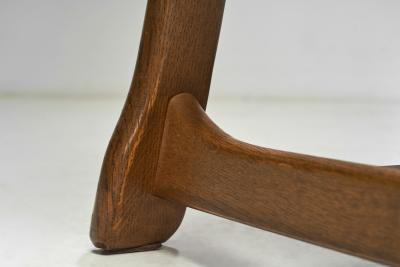 Set of Six Solid Oak Brutalist Dining Chairs Europe 1950s