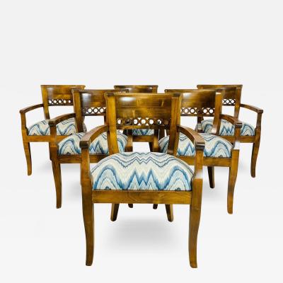 Set of Six Solid Wood Dining Room Armchairs USA 1970s