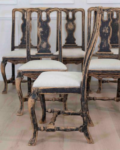 Set of Six Swedish Baroque Chairs Circa 1750