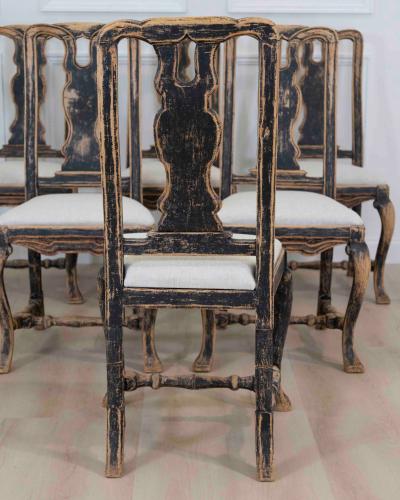 Set of Six Swedish Baroque Chairs Circa 1750
