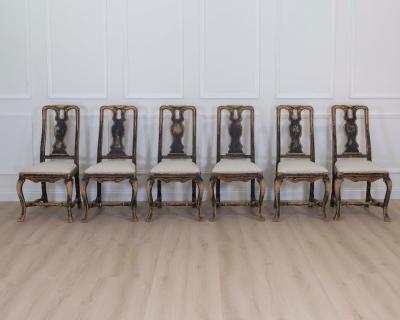 Set of Six Swedish Baroque Chairs Circa 1750