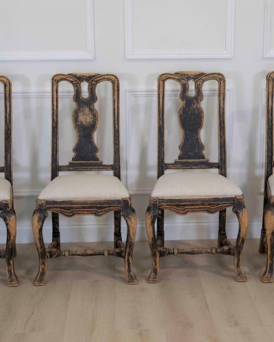 Set of Six Swedish Baroque Chairs Circa 1750