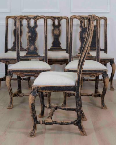 Set of Six Swedish Baroque Chairs Circa 1750