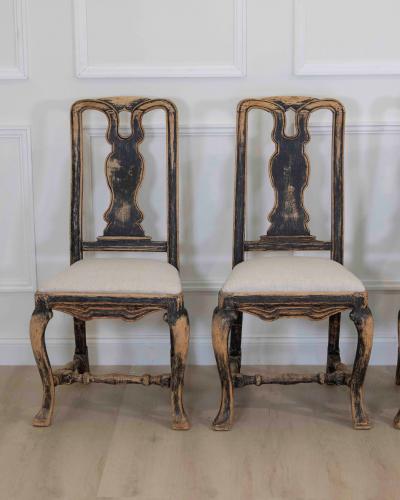 Set of Six Swedish Baroque Chairs Circa 1750