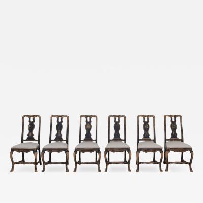 Set of Six Swedish Baroque Chairs Circa 1750
