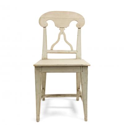 Set of Six Swedish Gustavian White Side Chairs