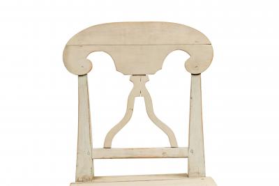 Set of Six Swedish Gustavian White Side Chairs