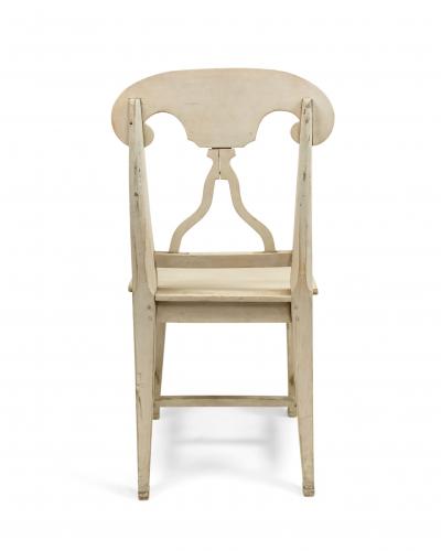 Set of Six Swedish Gustavian White Side Chairs