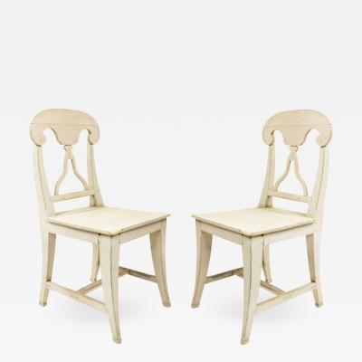 Set of Six Swedish Gustavian White Side Chairs