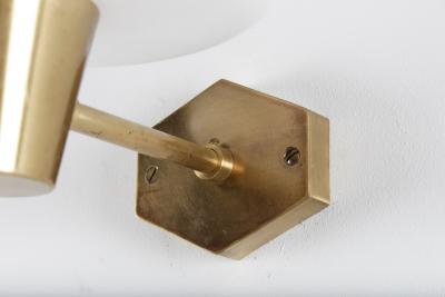 Set of Six Swedish Midcentury Wall Lamps in Brass and Opaline Glass