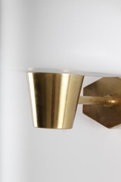 Set of Six Swedish Midcentury Wall Lamps in Brass and Opaline Glass