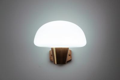Set of Six Swedish Midcentury Wall Lamps in Brass and Opaline Glass