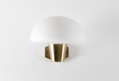 Set of Six Swedish Midcentury Wall Lamps in Brass and Opaline Glass