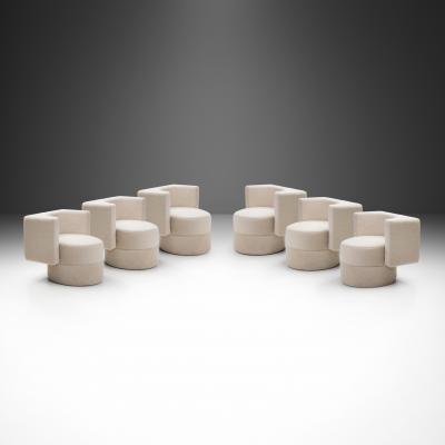 Set of Six Upholstered Club Chairs Czechoslovakia 1970s