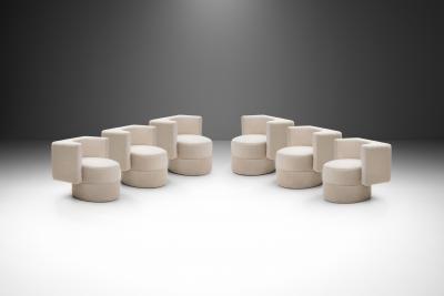 Set of Six Upholstered Club Chairs Czechoslovakia 1970s