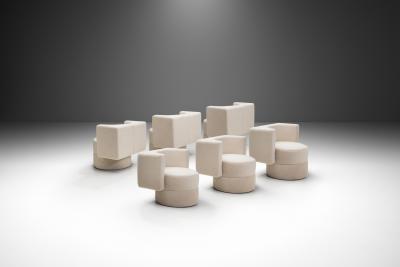 Set of Six Upholstered Club Chairs Czechoslovakia 1970s