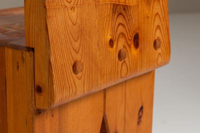 Set of Six Vintage Brutalist Pinewood Chairs 1970s