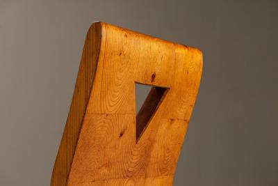 Set of Six Vintage Brutalist Pinewood Chairs 1970s