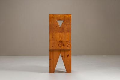 Set of Six Vintage Brutalist Pinewood Chairs 1970s