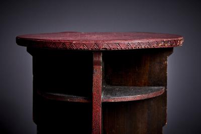 Set of Table and two Art Deco Stools University of Turin Italy 1920s