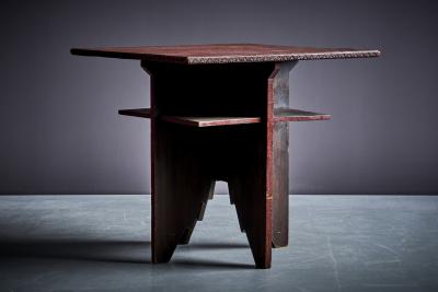 Set of Table and two Art Deco Stools University of Turin Italy 1920s