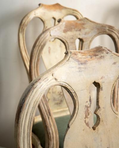 Set of Ten 18th Century Swedish Rococo Dining Chairs