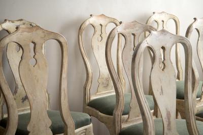 Set of Ten 18th Century Swedish Rococo Dining Chairs