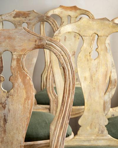 Set of Ten 18th Century Swedish Rococo Dining Chairs