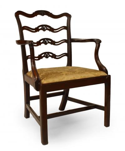 Set of Ten English Georgian Gold Damask Chairs