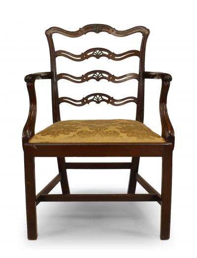Set of Ten English Georgian Gold Damask Chairs