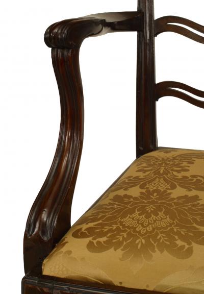 Set of Ten English Georgian Gold Damask Chairs