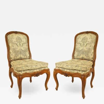 Set of Ten French Louis XV Walnut Side Chairs