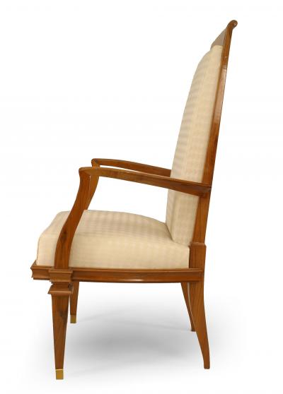 Set of Ten French White Muslin Arm Chairs