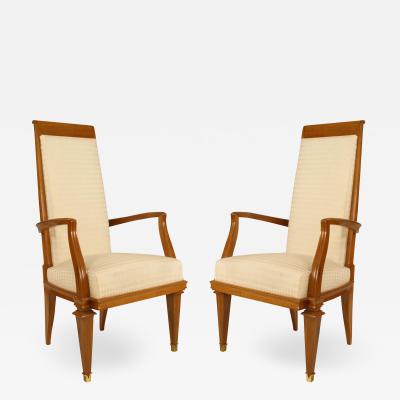 Set of Ten French White Muslin Arm Chairs