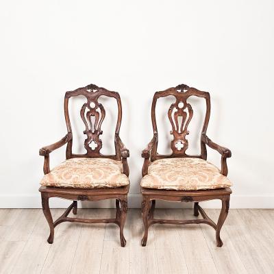 Set of Ten Italian Fruitwood Provincial Dining Chairs circa 1920