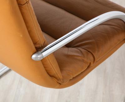 Set of Ten Italian Leather and Chrome Armchairs