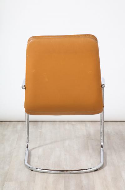 Set of Ten Italian Leather and Chrome Armchairs