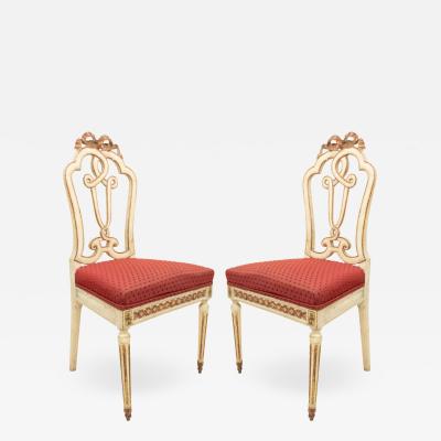 Set of Ten Italian Venetian Painted Side Chairs