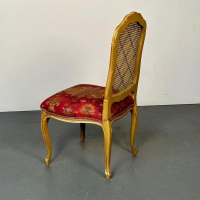 Set of Ten Louis XV Style Dining Side Chairs Clayed Gilt and Cane French