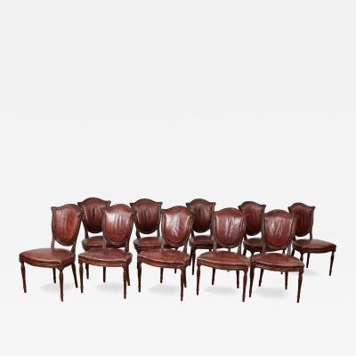 Set of Ten Shield Back Leather Dining Chairs