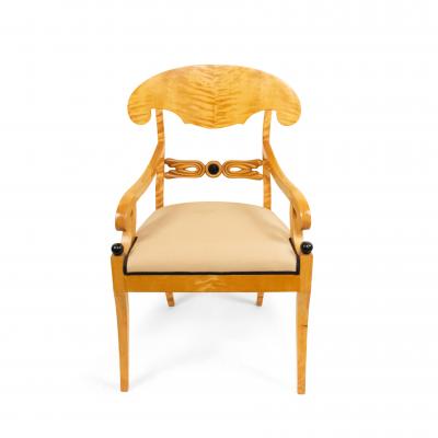 Set of Ten Swedish Biedermeier Birch Dining Chairs