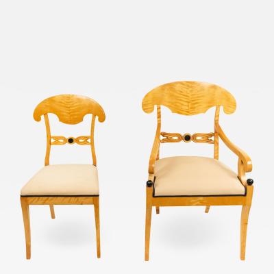 Set of Ten Swedish Biedermeier Birch Dining Chairs
