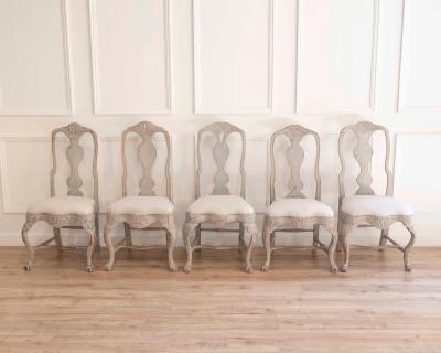 Set of Ten Swedish Rococo Chairs from Lindome Circa 1760