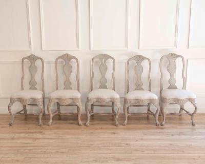 Set of Ten Swedish Rococo Chairs from Lindome Circa 1760