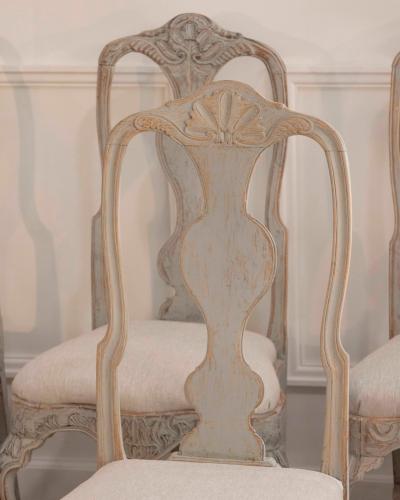 Set of Ten Swedish Rococo Chairs from Lindome Circa 1760