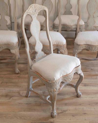 Set of Ten Swedish Rococo Chairs from Lindome Circa 1760