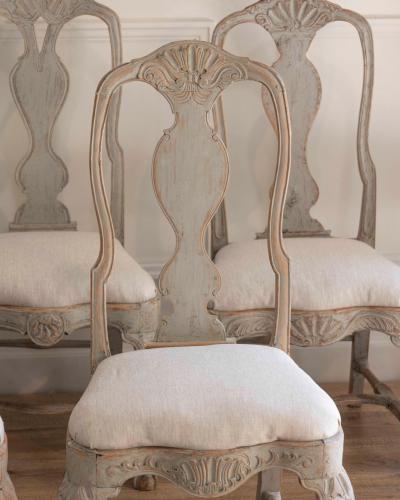 Set of Ten Swedish Rococo Chairs from Lindome Circa 1760