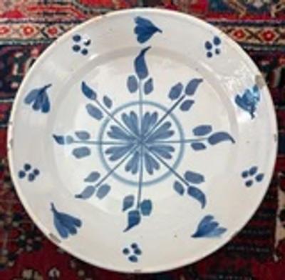 Set of Three 18th c Delft Pinwheel Shallow Bowls